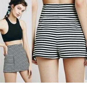 Free People Riker Striped High Waist Ponte Shorts